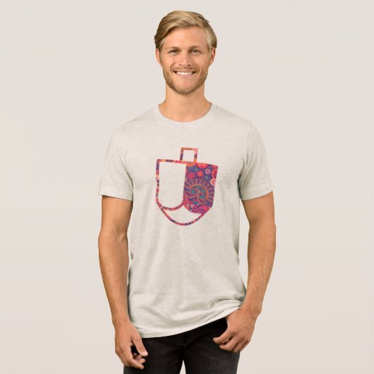 T-shirt En Tri-matière Unique Dreidel Faux Applique Hanoukka (Recto plein)
