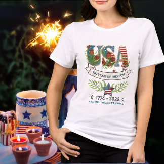 T-shirt En Tri-matière US 250 Years of Freedom Botanical Watercolor 