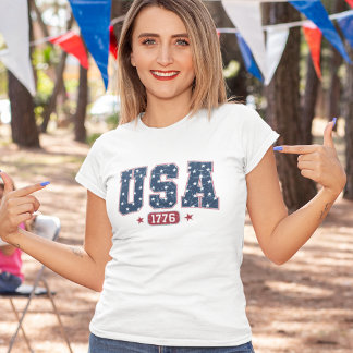 T-shirt En Tri-matière USA 1776" 4th of July – Navy Blue & Red Tones 4th