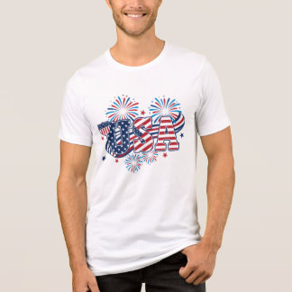 T-shirt En Tri-matière USA Patriotic Fireworks Red White Blue American 