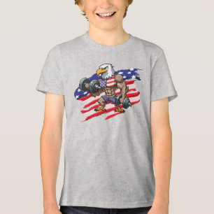 T-shirt En Tri-matière USA/patriotique haltérophilie aigle chauve