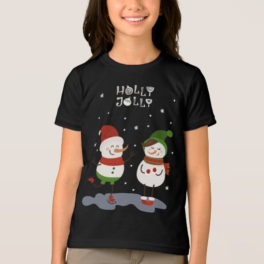 T-shirt En Tri-matière Vacances de Noël Holly Jolly Winter Snowman (Recto)