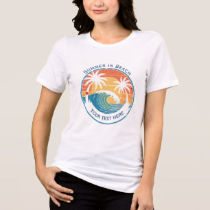 T-shirt En Tri-matière Vacances d'été à la plage avec soleil et vague de