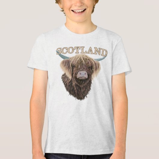 T-shirt En Tri-matière Vache écossaise Highland avec Slogan écossais (Recto)