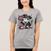T-shirt En Tri-matière Vache Highland avec Casquette Floral (Recto)