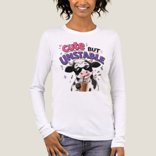 T-shirt En Tri-matière Vache mignonne mais instable avec café glacé