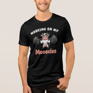 T-shirt En Tri-matière Vache - Travailler mes Mooscles - Drôle design de