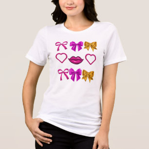 T-shirt En Tri-matière Vaches en verre rose gras et lèvres de Parties sci