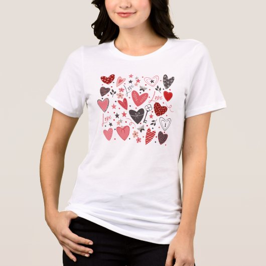 T-shirt En Tri-matière Valentines Thème Coeurs rouges (Recto)