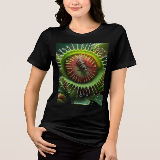 T-shirt En Tri-matière Vénus Flytrap Floral Vert et Rouge (Recto)