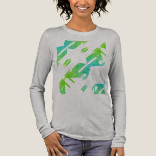T-shirt En Tri-matière Vert Bleu Diagonal Zig-zag Tropical Art Design