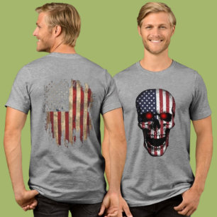 T-shirt En Tri-matière Vêtement patriote en détresse Crâne Drapeau Améric