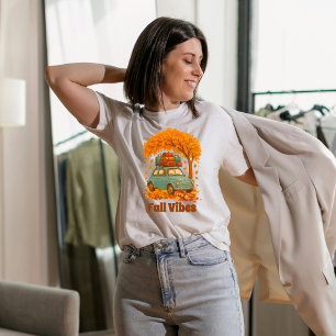 T-shirt En Tri-matière Vibes d'automne Voiture Rétro Feuilles d'automne