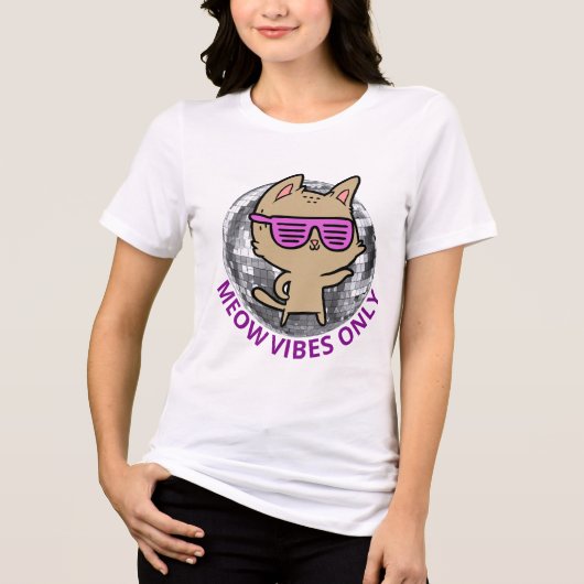 T-SHIRT  EN TRI-MATIÈRE VIBES DE MEOW SEULEMENT (Recto)