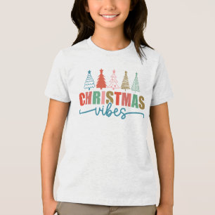 T-shirt En Tri-matière Vibes de Noël - Colorful Holiday Trees Design