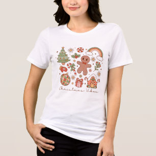 T-shirt En Tri-matière Vibes de Noël mignonnes avec des designs d'inspira