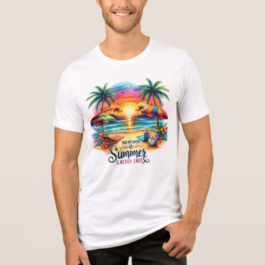 T-shirt En Tri-matière Vibes d'été Brushstroke Beach Sunset-34626 (Recto)