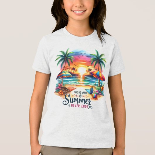 T-shirt En Tri-matière Vibes d'été Brushstroke Beach Sunset-34626 (Recto)