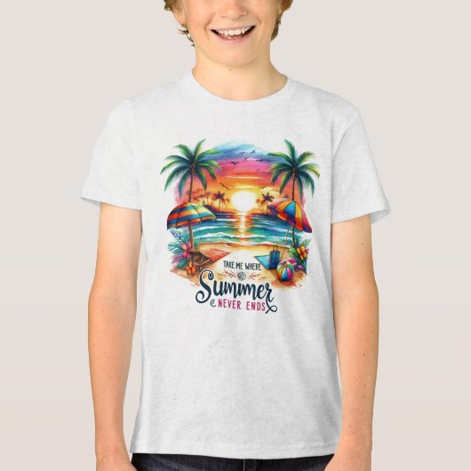 T-shirt En Tri-matière Vibes d'été Brushstroke Beach Sunset-34626 (Recto)