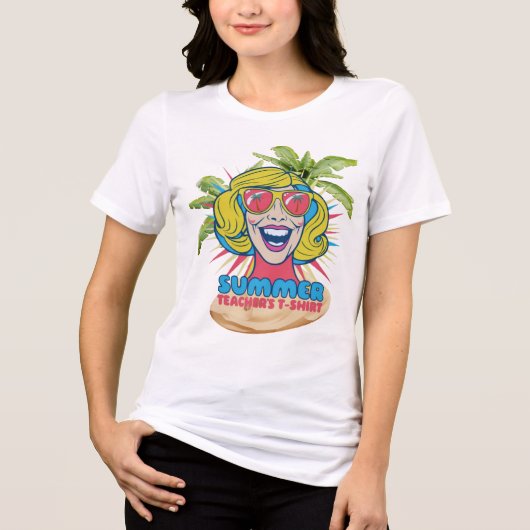 T-shirt En Tri-matière Vibes d'été super Tee souriante pour enseignants (Recto)