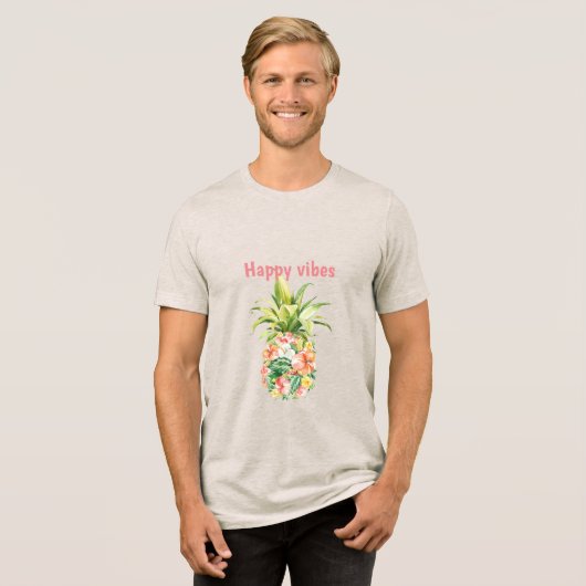 T-shirt En Tri-matière Vibes joyeuses florales d'ananas tropical (Recto plein)