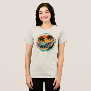 T-shirt En Tri-matière Vibes Rétro Vintage Palmier Coucher de Soleil