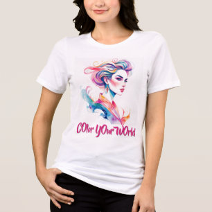 T-shirt En Tri-matière Vibrant Aquarelle Portrait femme