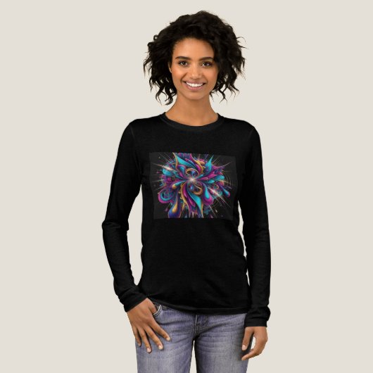 T-shirt En Tri-matière Vibrant Aura Abstraite - T-shirt noir féminin (Recto complet)