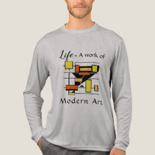 T-shirt En Tri-matière "Vie, Art Moderne" Orange, Jaune, Formes Noires