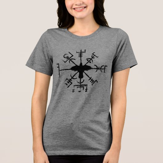 T-shirt En Tri-matière Viking Vegvisir Crow Sigil Black Raven Rune (Recto)