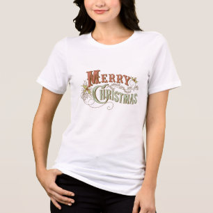 T-shirt En Tri-matière Vintage Joyeux Noël Fancy Design de texte