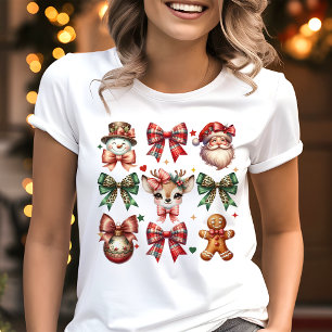 T-shirt En Tri-matière Vintage Noël Coquette Bows Reindeer Holiday