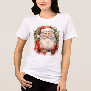 T-shirt En Tri-matière Vintage Noël Père Noël Souriant