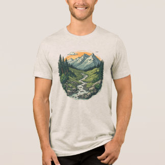 T-shirt En Tri-matière Vintage Retro Mountain Landscape Hiking Nature
