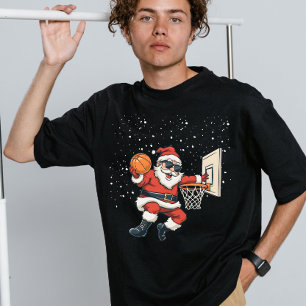 T-shirt En Tri-matière Vintage Retro Noël Santa faisant un dunk de basket