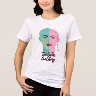 T-shirt En Tri-matière Visage Abstrait à deux tons