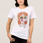 T-shirt En Tri-matière Visage Abstrait Whimsical Artsy Amusant Unique Col (Recto)