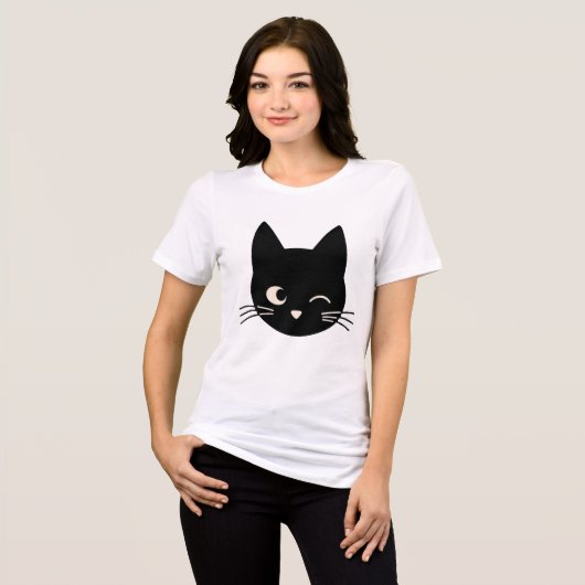 T-shirt En Tri-matière Visage de chat noir mignon (Recto plein)