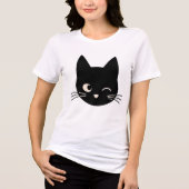 T-shirt En Tri-matière Visage de chat noir mignon (Recto)