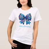 T-shirt En Tri-matière Vivio Coquette Bleu Feux de Noël Bow (Recto)