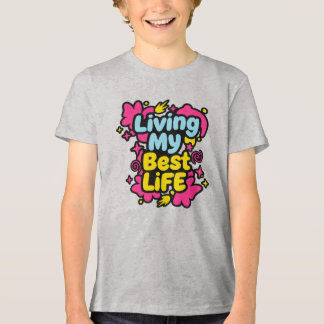 T-shirt En Tri-matière Vivre ma vie au mieux graphiques pop art colorés
