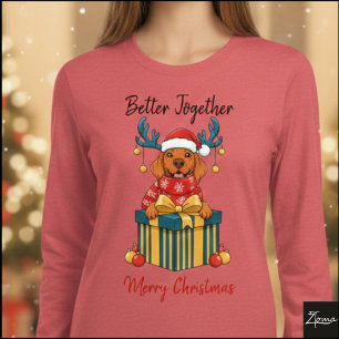 T-shirt En Tri-matière Vizsla de Noël Renne Cadeau Graphique Rouge