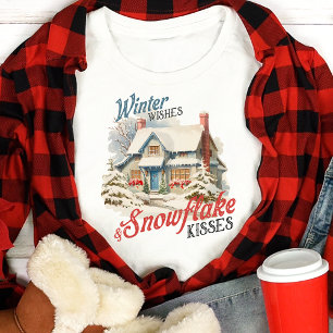 T-shirt En Tri-matière Vœux d'hiver et baisers de flocons de neige Fêtes