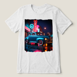 T-shirt En Tri-matière Voiture Classique des Années 1940 sous Lumières Né