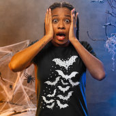 T-shirt En Tri-matière Voler Halloween Galaxy Bats blancs et étoiles