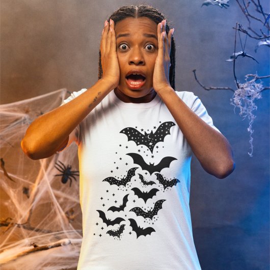 T-shirt En Tri-matière Voler Halloween Galaxy chauves-souris et étoiles