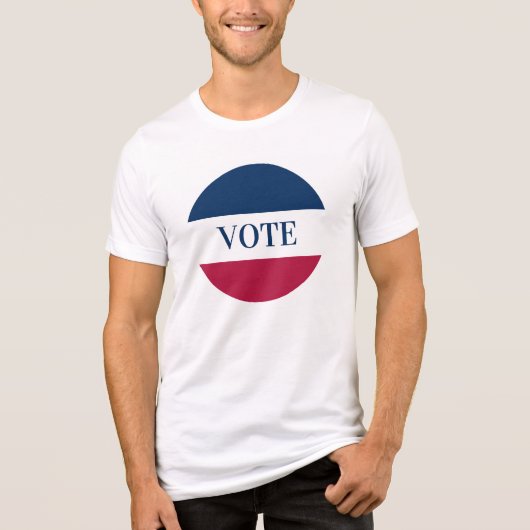 T-shirt En Tri-matière VOTE Rouge Blanc et Bleu rayé (Recto)