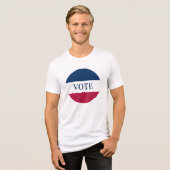 T-shirt En Tri-matière VOTE Rouge Blanc et Bleu rayé (Recto plein)