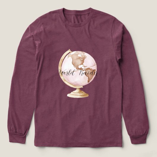 T-shirt En Tri-matière Voyageur du monde Globe rose (Motif devant)