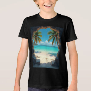 T-shirt En Tri-matière Vue trou de serrure d'une belle plage